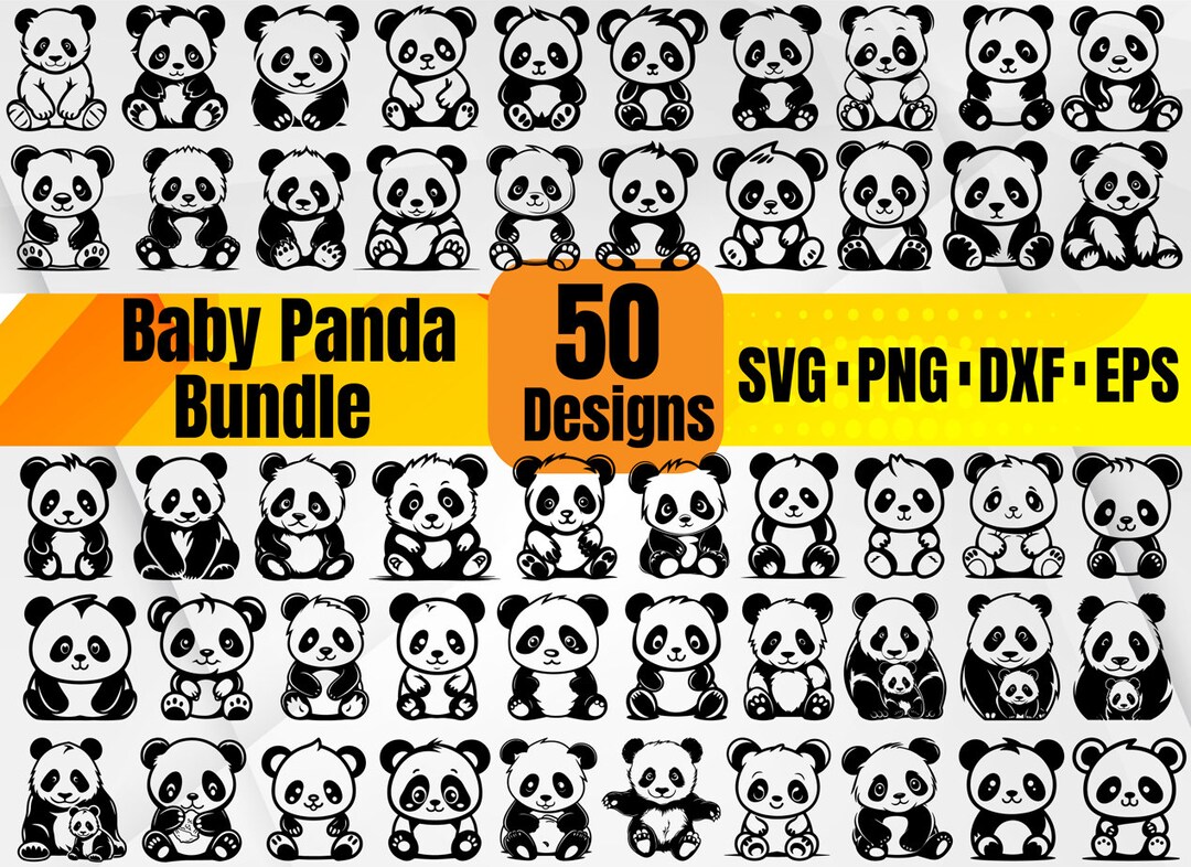 50 Baby Panda Bundle SVG | Cute Panda Vector Designs | Digital Cut ...