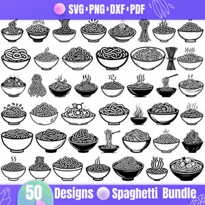 Pacote SVG de espaguete de alta qualidade, espaguete dxf, espaguete png, vetor de espaguete, clipart de espaguete, macarrão svg, comida svg, macarrão espaguete