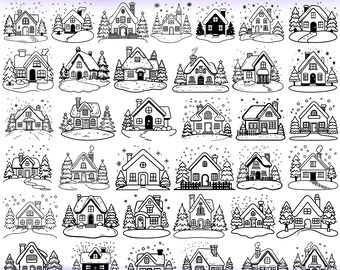 High Quality Christmas House SVG Bundle, Christmas House dxf, Christmas House png, Christmas design svg, Christmas Home svg,Winter House svg