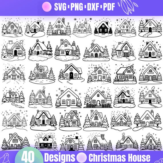 High Quality Christmas House SVG Bundle, Christmas House dxf, Christmas House png, Christmas design svg, Christmas Home svg,Winter House svg
