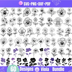 High Quality Viola Flower SVG Bundle, Viola Flower dxf, Viola Flower png, Viola Flower vector, Viola Flower clipart, Wildflower svg