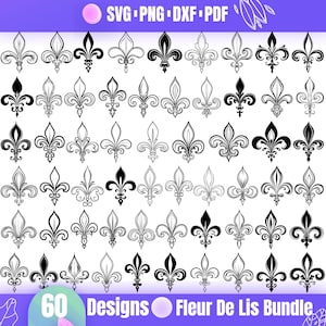 Hoge kwaliteit Fleur De Lis SVG-bundel, Fleur De Lis dxf, Fleur De Lis png, Fleur De Lis-vector, Fleur De Lis-clipart, Mardi Gras-svg