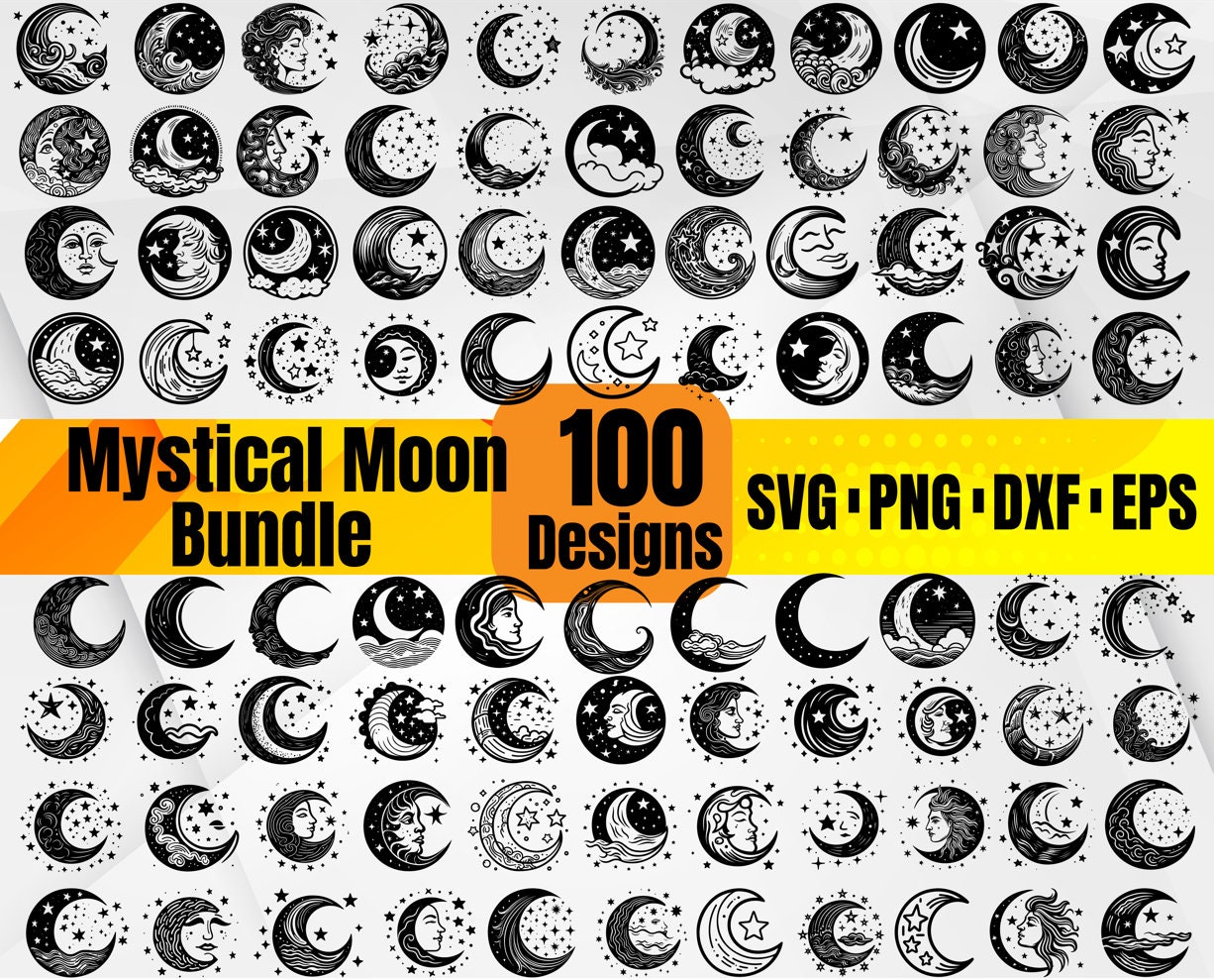 Mystical Moon SVG – Enchanted Lunar Design, Celestial Moon Clipart, Magical Night Sky for Cricut & Sublimation