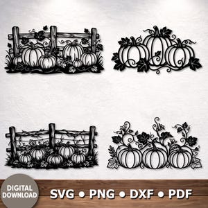 Pumpkin Patch SVG Bundle for Laser Cutting, Fall Pumpkin DXF, Autumn Harvest Decor Glowforge Cut Files, Thanksgiving Sign
