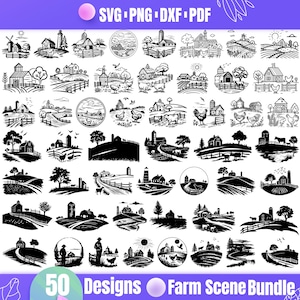 High Quality Farm Scene SVG Bundle, Farm Scene dxf, Farm Scene png, Farm Scene vector, Farm Scene clipart, Farm Life svg, Farm Monogram
