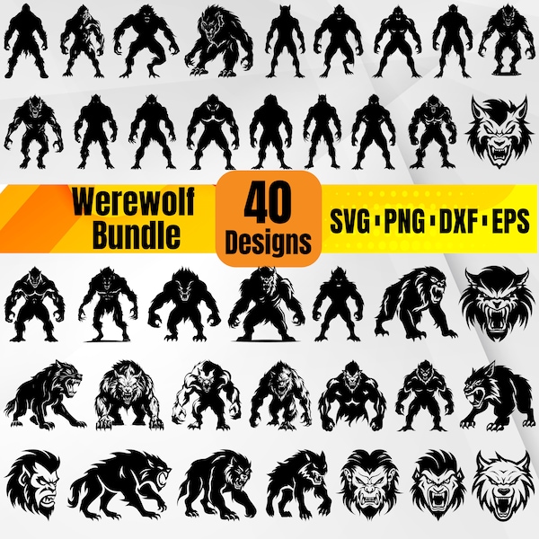 High Quality Werewolf SVG Bundle, Werewolf head, Wolfman svg, Werewolf monogram, Werewolf dxf, Werewolf png, Werewolf eps, Werewolf vector