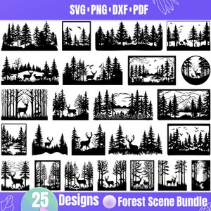 High Quality Forest Scene SVG Bundle, Forest Scene dxf, Forest Scene png, Forest Scene vector, Forest Landscape svg, Woodland svg