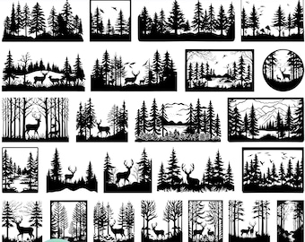 High Quality Forest Scene SVG Bundle, Forest Scene dxf, Forest Scene png, Forest Scene vector, Forest Landscape svg, Woodland svg