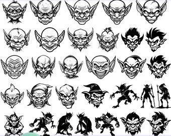 Hoge kwaliteit Goblin SVG bundel, Goblin hoofd svg, Goblin dxf, Goblin png, Goblin vector, Goblin clipart, Goblin ontwerp, Goblin graphics