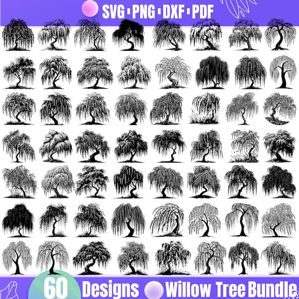 High Quality Willow Tree SVG Bundle, Willow Tree dxf, Willow Tree png, Willow Tree vector, Willow Tree clipart, Weeping Willow svg