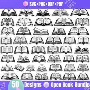 High Quality Open Book SVG Bundle, Open Book dxf, Open Book png, Open Book vector, Open Book clipart,Open Book svg, Knowledge svg, Book svg