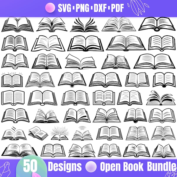 High Quality Open Book SVG Bundle, Open Book dxf, Open Book png, Open Book vector, Open Book clipart,Open Book svg, Knowledge svg, Book svg
