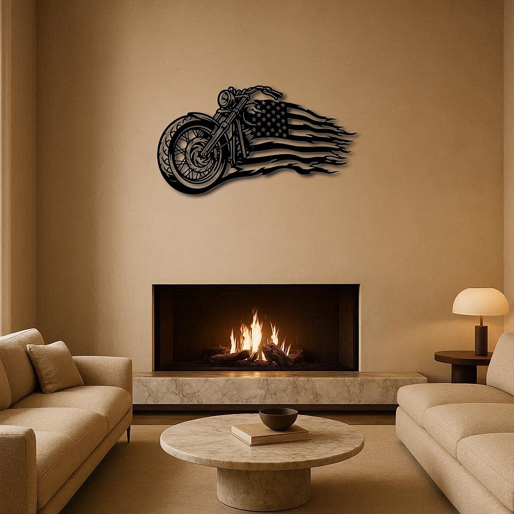 Chopper Motorcycle DXF SVG, Wall Art Cnc Laser Cut Files, Flag Vector ...