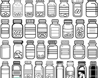 High Quality Pill Bottle SVG Bundle, Pill Bottle dxf, Pill Bottle png, Pill Bottle vector, Pill Bottle clipart, Pharmacist svg, Nursing svg
