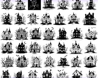 Hoge kwaliteit spookhuis SVG-bundel, spookhuis svg, spookhuis dxf, spookhuis png, spookhuis vector, spookhuis clipart