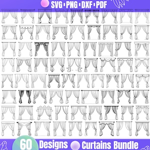 High Quality Curtains SVG Bundle, Curtains dxf, Curtains png, Curtains vector, Curtains clipart, Interior Design svg, Curtains design