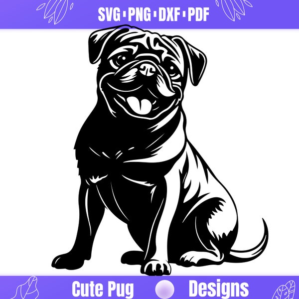 High Quality Pug SVG Bundle, Cute Pug svg, Pug png, Pug dxf, Pug vector, Pug Love svg, Pug dog svg, Animal lover svg, Pet svg