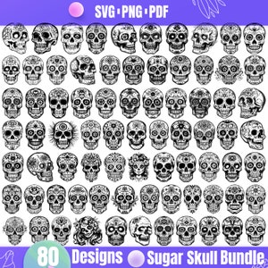 High Quality Sugar Skull SVG Bundle, Sugar Skull dxf, Sugar Skull png, Sugar Skull vector, Sugar Skull clipart, Día de Muertos svg,Skull svg