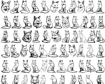 High Quality Fox SVG Bundle, Fox dxf, Fox png, Fox vector, Fox clipart, Fox Face svg,Forest Animal svg, Fox line art, Fox drawing, Fox art