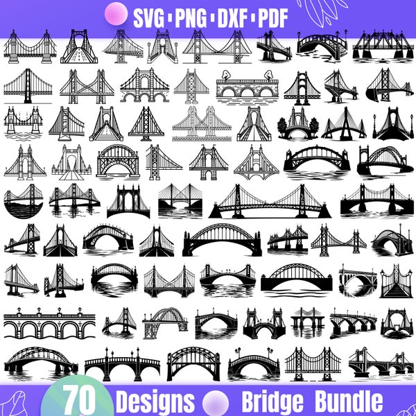 High Quality Bridge SVG Bundle, Bridge dxf, Bridge png, Bridge vector, Bridge clipart, Building Bridge svg, Bridge art, Bridge design