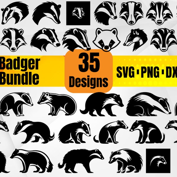 High Quality Badger SVG Bundle, Honey Badger svg, Badger monogram, Badger dxf, Badger png, Badger eps, Badger vector, Badger cut files