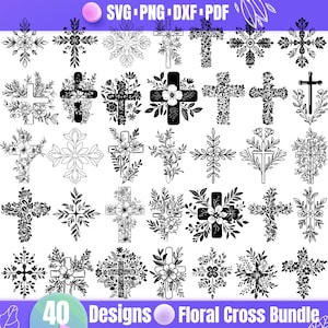 Floral Cross Vector Bundle — 40 Religious Symbols and Decorative Christian Clipart