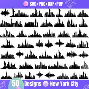 High Quality New York SVG Bundle, New York Skyline, New York dxf, New York png, New York vector, New York clipart, Statue of Liberty