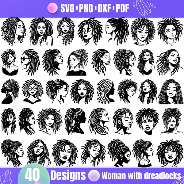 High Quality Dreadlocks SVG Bundle, Dreadlocks dxf, Dreadlocks png, Dreadlocks vector, Dreadlocks clipart, Dreadlocks Hair, Natural Hair