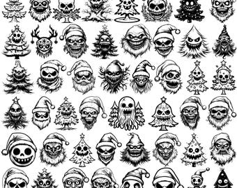 High Quality Creepy Christmas SVG Bundle, Creepy Christmas dxf, Creepy Christmas png, Creepy Christmas vector, Gothmas svg, Goth Christmas