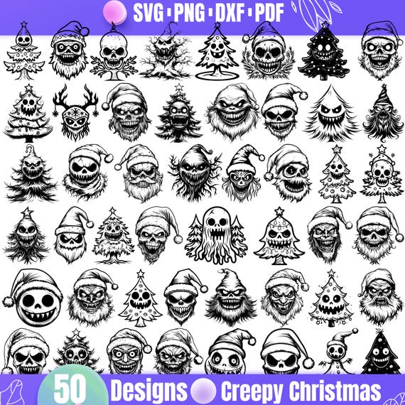 High Quality Creepy Christmas SVG Bundle, Creepy Christmas dxf, Creepy Christmas png, Creepy Christmas vector, Gothmas svg, Goth Christmas