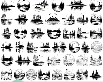 High Quality Lake Scene SVG Bundle, Lake View svg, Lake Scene dxf, Lake Scene png, Lake Scene vector, Lake Scene clipart, Lake Life svg