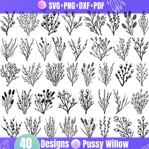 Puede incluir: 40 ilustraciones en blanco y negro de ramas de sauce. Las ramas están dibujadas en un estilo realista y presentan brotes y hojas. Las ilustraciones son perfectas para usar en manualidades, scrapbooking y otros proyectos creativos.