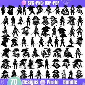 70 Designs Pirate Bundle SVG | Pirate Silhouettes & Characters | Pirate Ship and Treasure Clipart | Nautical Adventure Instant Download