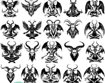 Lot Baphomet SVG : Clipart diable païen (20 modèles)