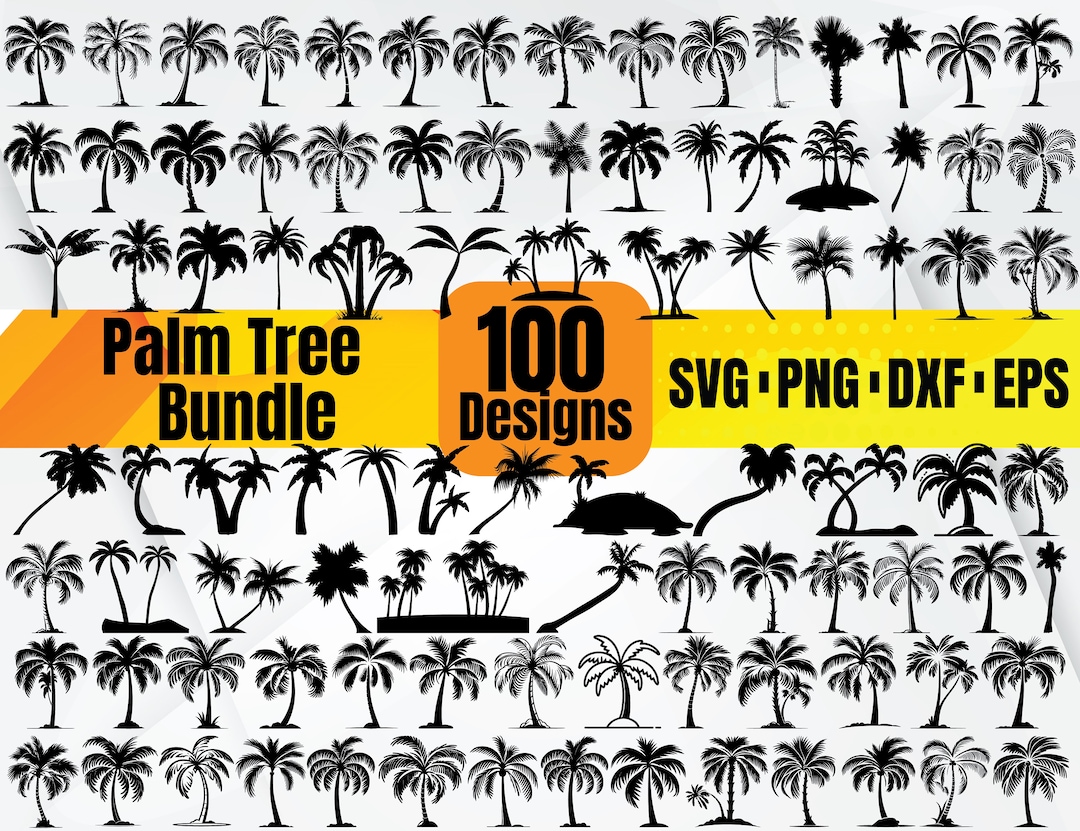 100 Palm Tree SVG Bundle - Tropical Coconut Tree Clipart, Summer Beach ...