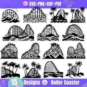 High Quality Roller Coaster SVG Bundle, Roller Coaster dxf, Roller Coaster png, Roller Coaster vector, Roller Coaster clipart,Amusement Park