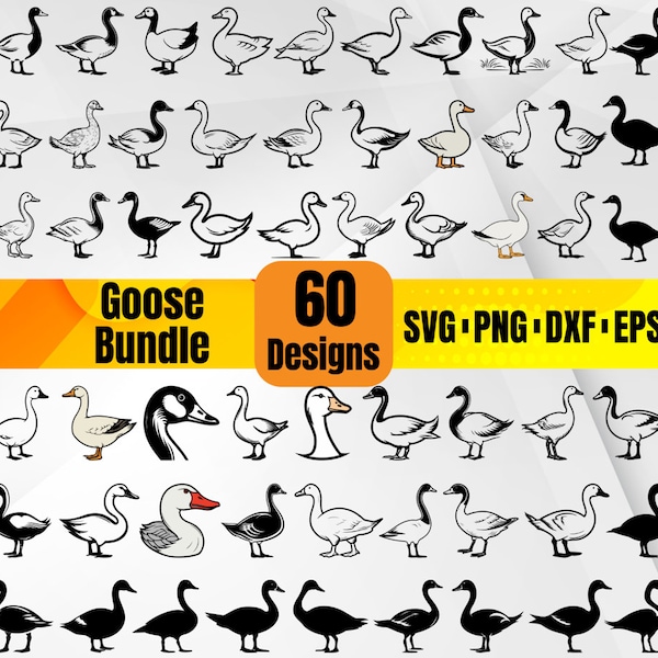 High Quality Goose SVG Bundle, Goose Head svg, Goose Face svg, Goose monogram, Goose dxf,Goose png,Goose vector,Goose design,Farm Animal svg