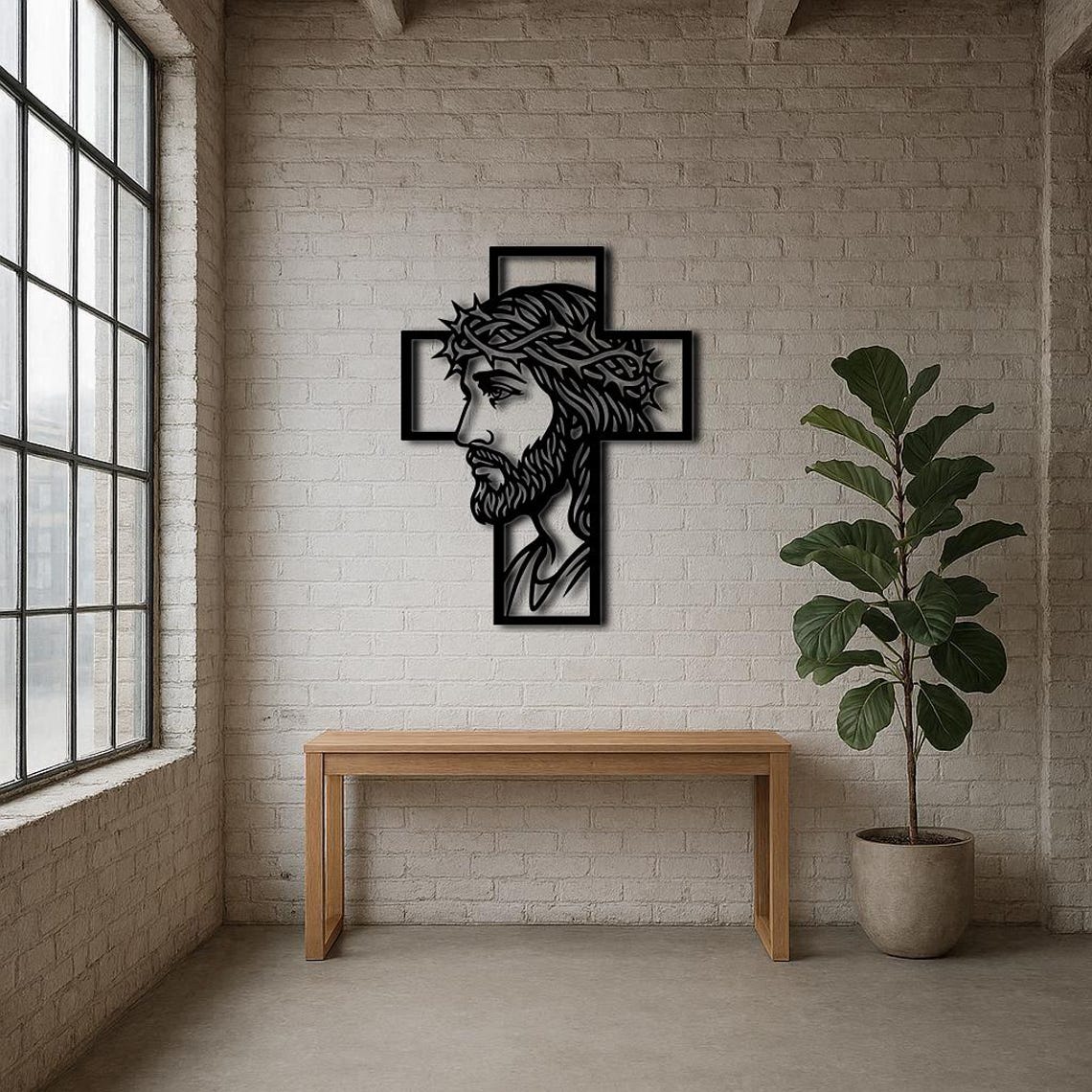 Jesus Cross SVG Cut File, Jesus Face Cross, DXF for Plasma & Laser ...