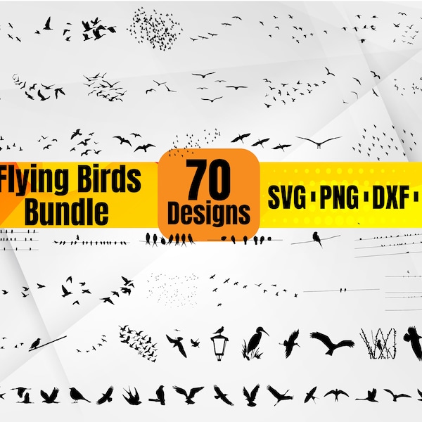 High Quality Flying Birds SVG Bundle, Flying Bird svg, Flock of flying birds svg,Flying Birds dxf, Flying Birds png,Flying Birds vector