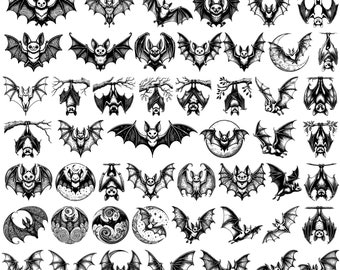 High Quality Bat SVG Bundle, Bat dxf, Bat png, Bat vector, Bat clipart, Halloween Bat svg, Flying Bat svg, Bat line art, Bat sketch