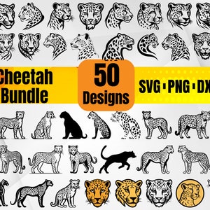 Hoge kwaliteit Cheetah SVG Bundel, Cheetah Head svg, Cheetah Face svg, Cheetah monogram, Cheetah dxf, Cheetah png, Cheetah vector, Cheetah ontwerp