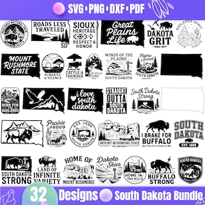 South Dakota SVG Bundle | 32 South Dakota State Designs | I love South Dakota |Mount Rushmore,Wild and free,Badlands,Buffalo,Cricut Cut File