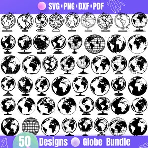 Hochwertiges Globe SVG Bundle, Globe dxf, Globe png, Globe Vektor, Globe Clipart, Erde svg, Planet svg, Welt svg, Karte svg, Weltkugel png