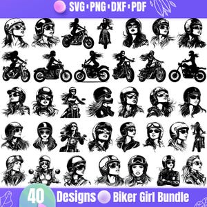 High Quality Biker Girl SVG Bundle, Biker Girl dxf, Biker Girl png, Biker Girl vector, Biker Girl clipart,Motorcycle Girl svg,Gird Rider svg