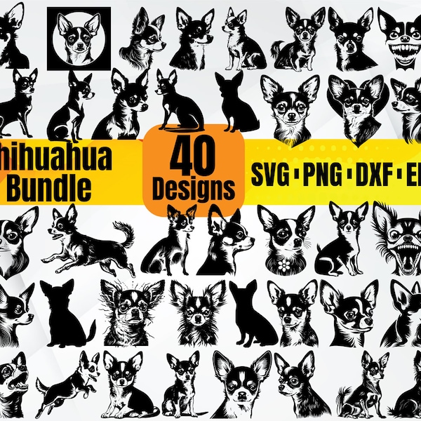 High Quality Chihuahua SVG Bundle, Chihuahua face svg, Chihuahua dxf, Chihuahua png, Chihuahua eps, Chihuahua vector, Chihuahua monogram