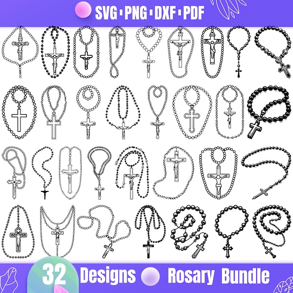 High Quality Rosary SVG Bundle, Rosary dxf, Rosary png, Rosary vector, Rosary clipart, Religious svg, Catholic svg, Holy Rosara svg