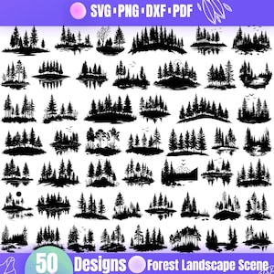 High Quality Forest Landscape Scene SVG Bundle, Mountain Scene svg, Mountain Scene dxf, Forest scene png, Landscape vector