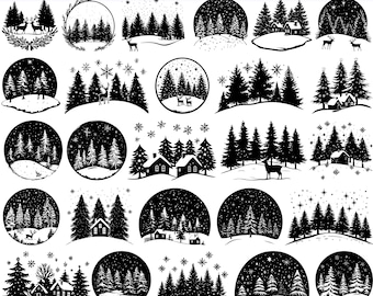 High Quality Christmas Forest SVG Bundle, Winter forest svg, Snowy forest svg, Holiday forest svg,  Christmas woodland svg, Snowy trees svg