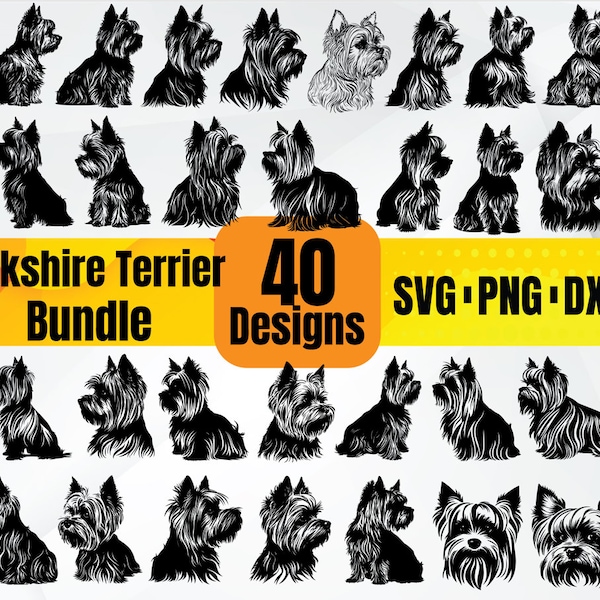 High Quality Yorkshire Terrier SVG Bundle, Yorkshire Terrier face svg, Yorkshire Terrier dxf, Yorkshire Terrier png, Yorkshire Terrier eps