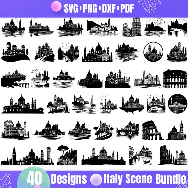 High Quality Italy Scene SVG Bundle, Italy Scene dxf, Italy Scene png, Italy Scene vector, Italy Scene clipart, Italy Town svg,Italy outline